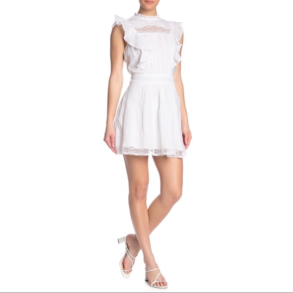 FRAME Pin-tuck Ruffle Crochet Lace Voile Dress S - Picture 5 of 15